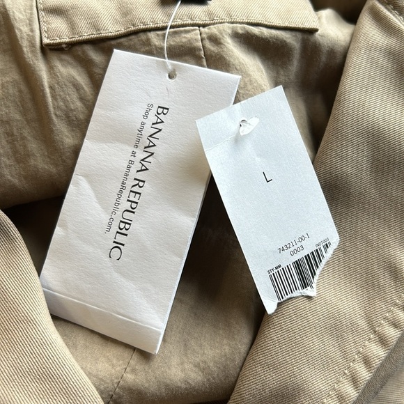 BANANA REPUBLIC Twill Utility Military Jacket Khaki Tan Womens Sz L NEW - Picture 10 of 16